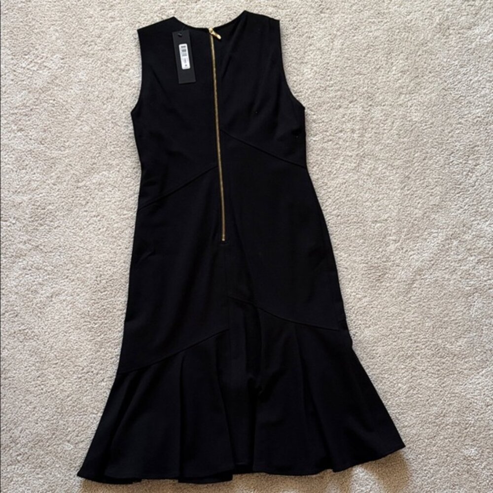 Donna Karan Sleeveless Ruffle Hem Black Dress Womens Size 6 NWT - Picture 8 of 9